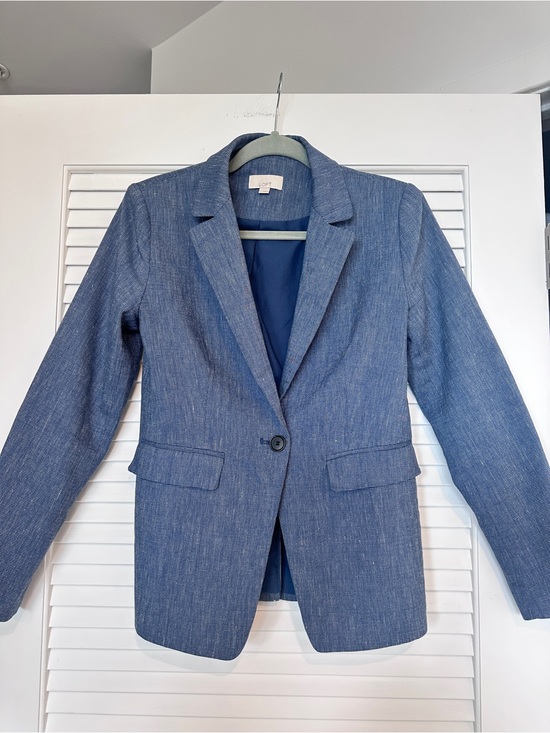 LOFT Jackets & Blazers - LOFT Chambray Linen Blend Classic Tailored Single Button Blazer Jacket 2